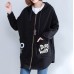 black autumn hooded cotton coats plus size casual zippered casaul cardigans outwear