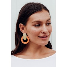 Erin Orange Wood Hoop Earring